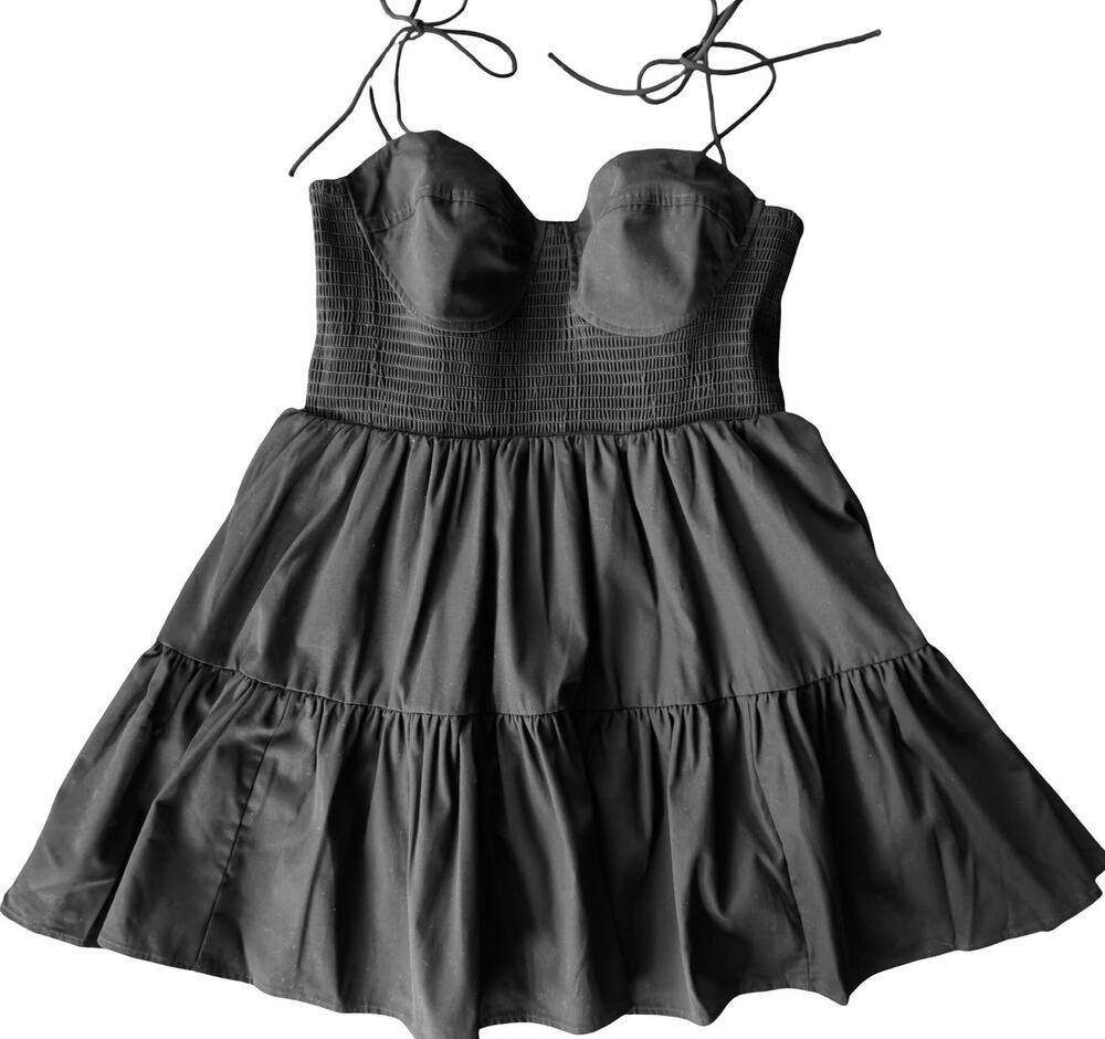 No Boundaries Black Corset Bustier Dress XL 16-18 Smocked Flare NEW‎